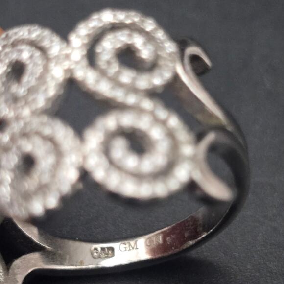 Sterling Silver Swirl CZ Ring Size 9 925 GM CZ - Picture 3 of 10